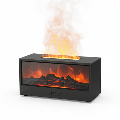 VISSKO Creative Fireplace Air Humidifier Waterless Auto-Off Aroma Essential Oil Diffuser with LED Light Remote Control for Gift