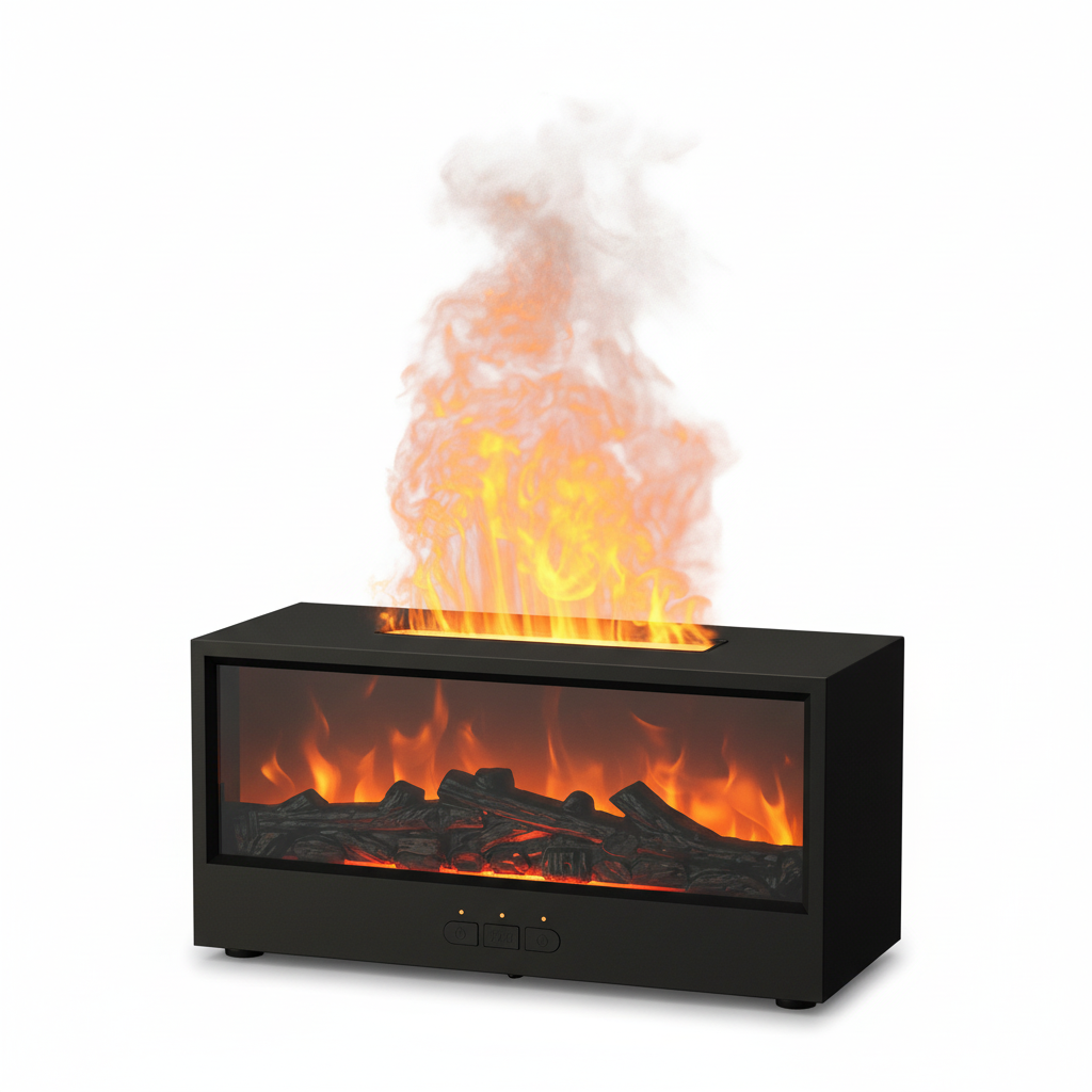 VISSKO Creative Fireplace Air Humidifier Waterless Auto-Off Aroma Essential Oil Diffuser with LED Light Remote Control for Gift